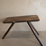 Primitive European Three-Legged Wooden Stool with Slanted Top