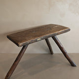 Primitive European Three-Legged Wooden Stool with Slanted Top