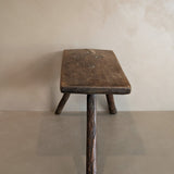 Primitive European Three-Legged Wooden Stool with Slanted Top