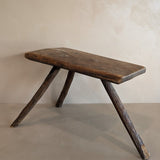 Primitive European Three-Legged Wooden Stool with Slanted Top