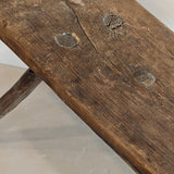 Primitive European Three-Legged Wooden Stool with Slanted Top