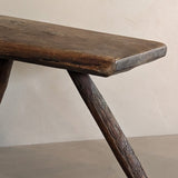 Primitive European Three-Legged Wooden Stool with Slanted Top