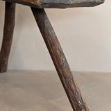 Primitive European Three-Legged Wooden Stool with Slanted Top