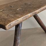 Primitive European Three-Legged Wooden Stool with Slanted Top