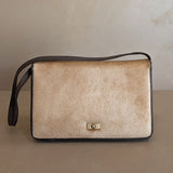 Structured Vintage Uruguayan Fur Purse with Petite Brass Clasp and Removable Strap