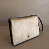 Structured Vintage Uruguayan Fur Purse with Petite Brass Clasp and Removable Strap