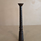 Dark Handmade Wooden Bobbin-Style Candlestick #2