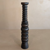 Dark Handmade Wooden Bobbin-Style Candlestick #6