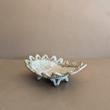 Unique Neutral Speckled Signed Studio Pottery Footed Tray