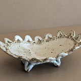 Unique Neutral Speckled Signed Studio Pottery Footed Tray