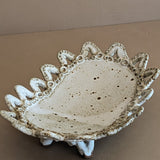 Unique Neutral Speckled Signed Studio Pottery Footed Tray