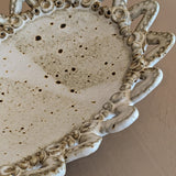 Unique Neutral Speckled Signed Studio Pottery Footed Tray