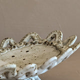 Unique Neutral Speckled Signed Studio Pottery Footed Tray