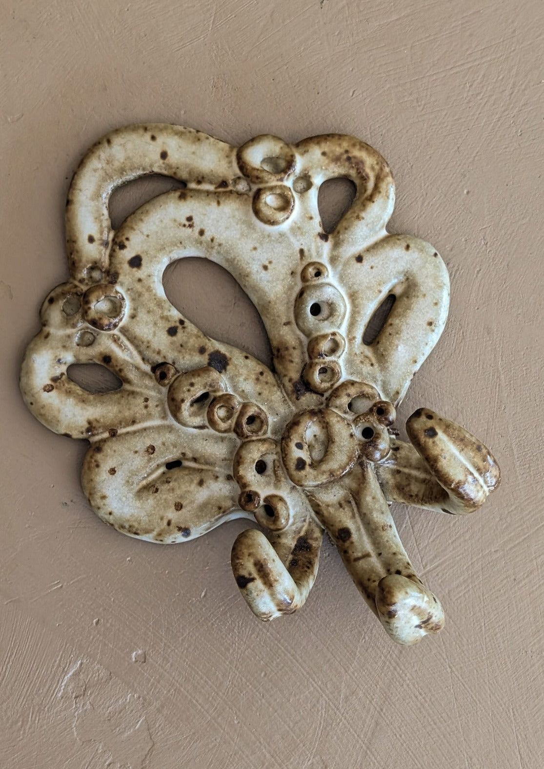 Unique Neutral Speckled Studio Pottery Wall Hook