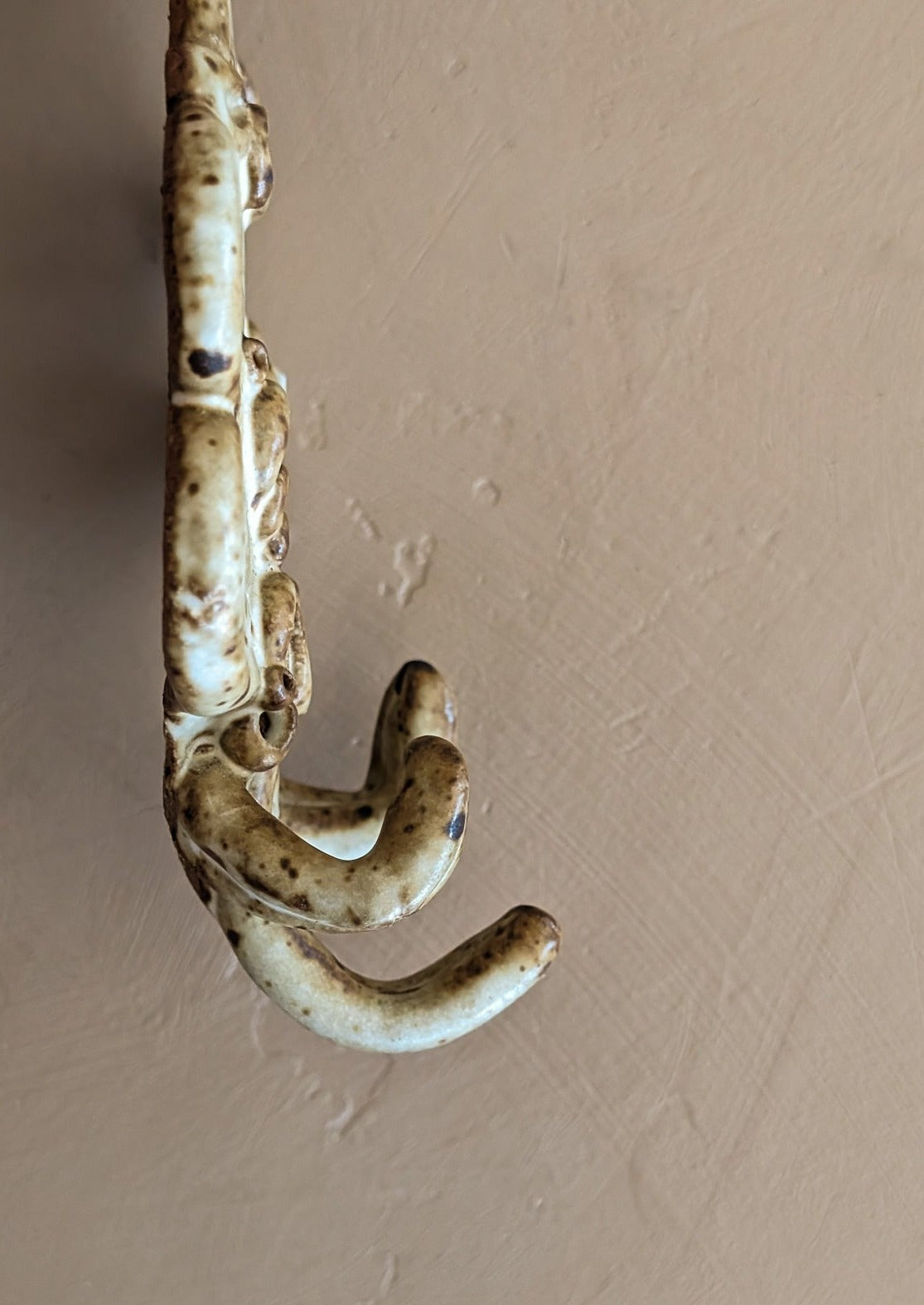 Unique Neutral Speckled Studio Pottery Wall Hook