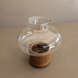 Vintage Teak Hurricane Candleholder