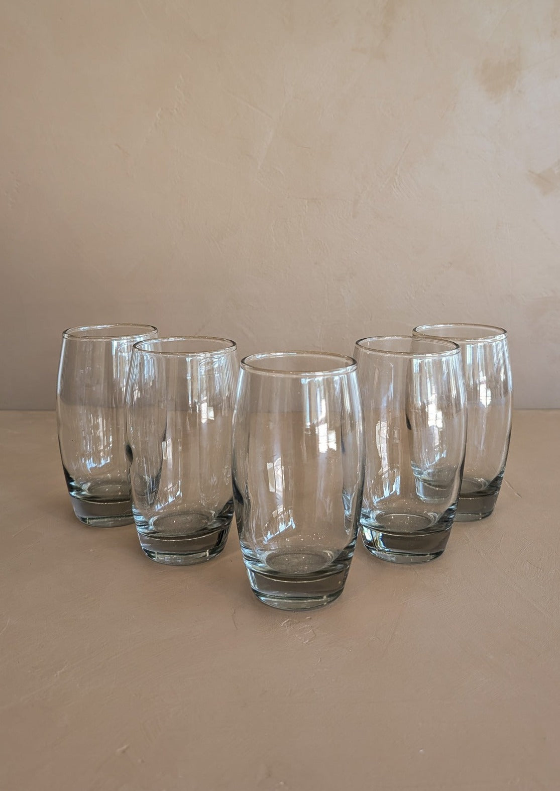 Set of 5 Vintage Curved Glasses