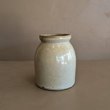 Antique Salt-Glazed Crock with Brown Interior