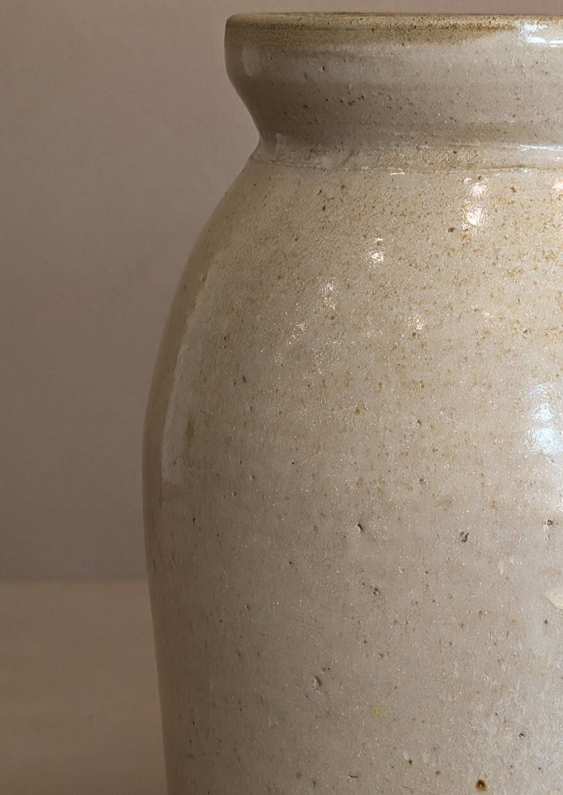 Antique Salt-Glazed Crock with Brown Interior