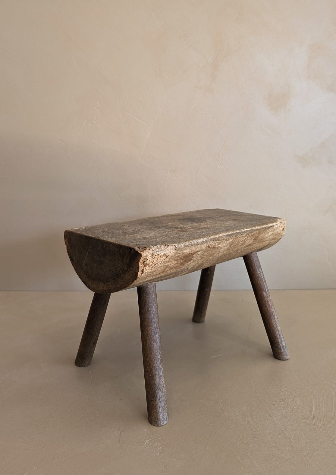 Vintage Hand-crafted Solid Walnut Stool - Small