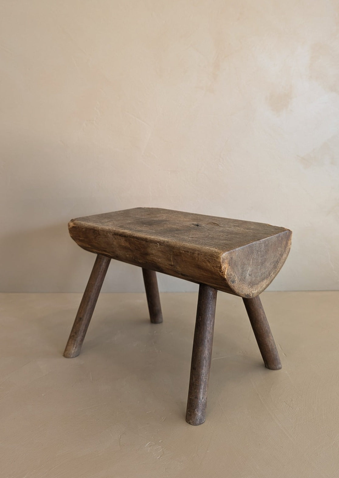 Vintage Hand-crafted Solid Walnut Stool - Small