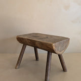 Vintage Hand-crafted Solid Walnut Stool - Small