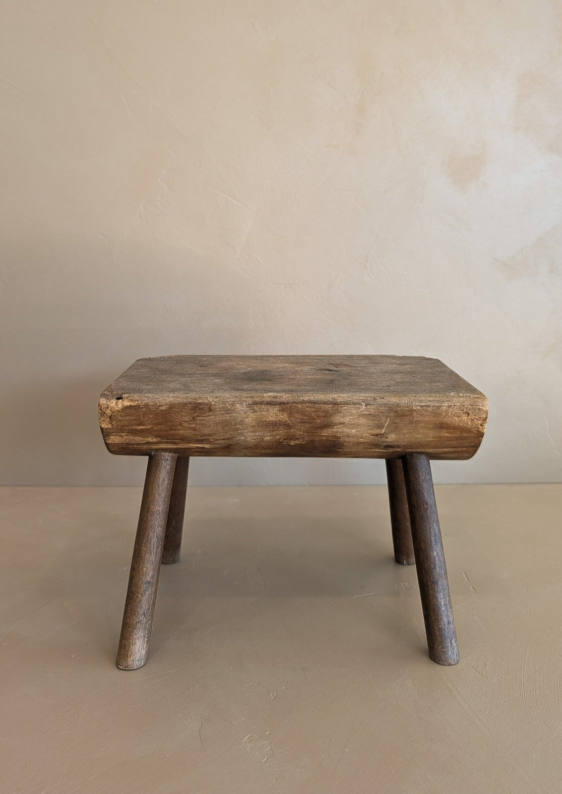 Vintage Hand-crafted Solid Walnut Stool - Small