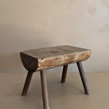 Vintage Hand-crafted Solid Walnut Stool - Small