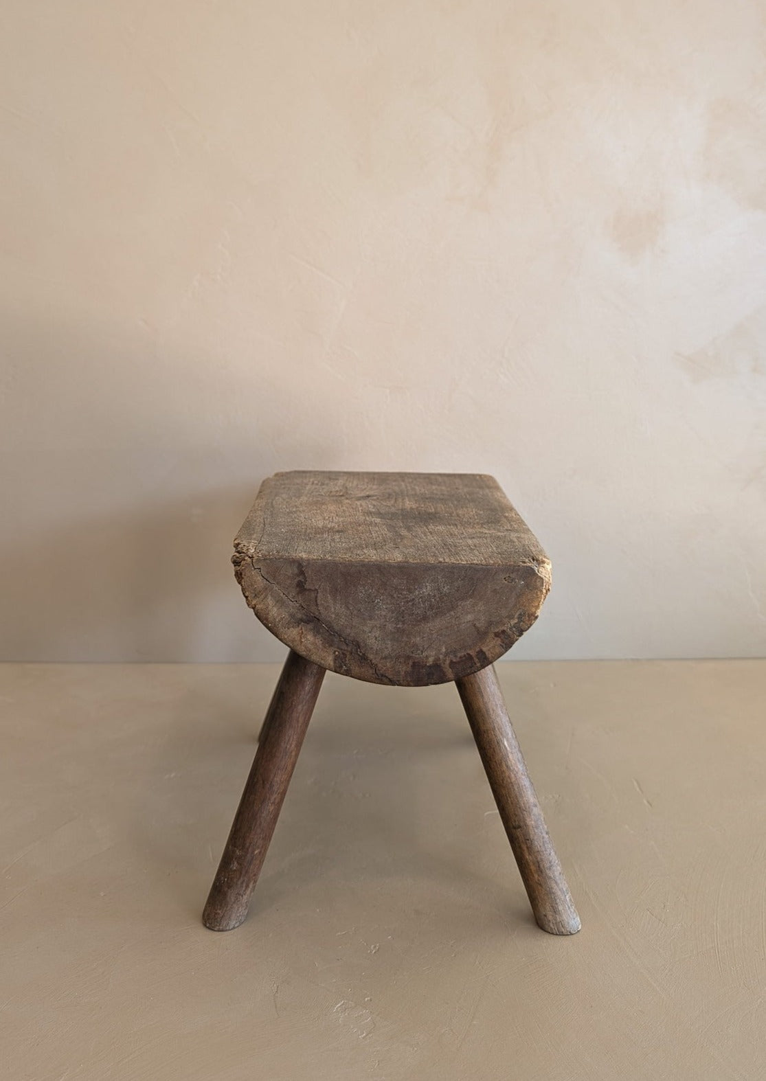 Vintage Hand-crafted Solid Walnut Stool - Small