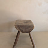 Vintage Hand-crafted Solid Walnut Stool - Small