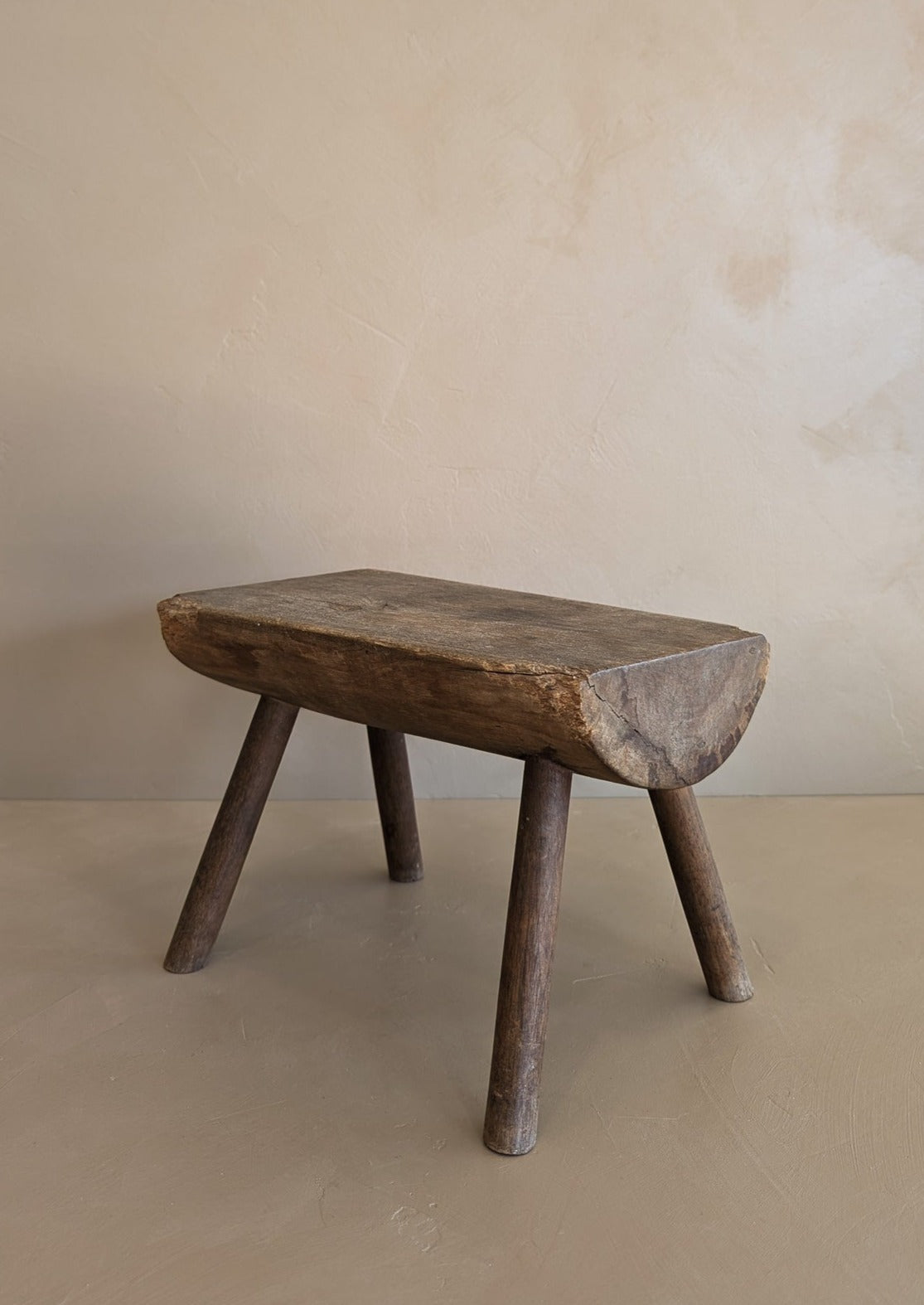 Vintage Hand-crafted Solid Walnut Stool - Small