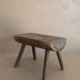 Vintage Hand-crafted Solid Walnut Stool - Small