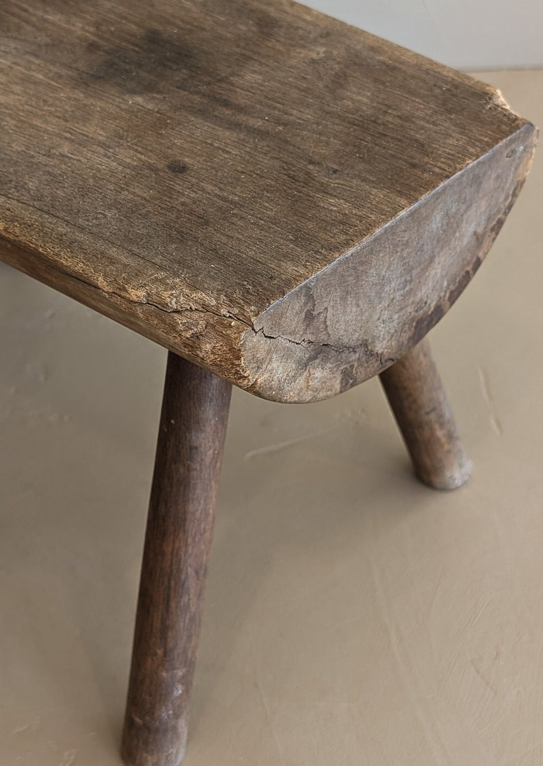 Vintage Hand-crafted Solid Walnut Stool - Small