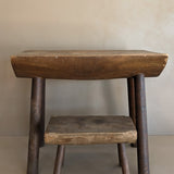 Vintage Hand-crafted Solid Walnut Stool - Small