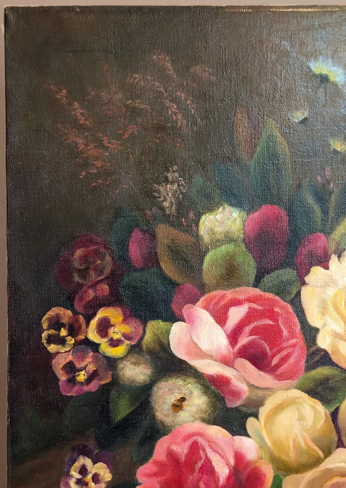 Signed 1975 Vintage Original Floral Still Life Oil Painting by Marguerite Kimball