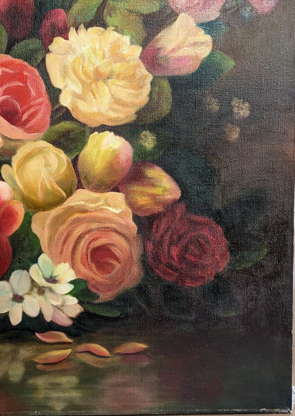 Signed 1975 Vintage Original Floral Still Life Oil Painting by Marguerite Kimball