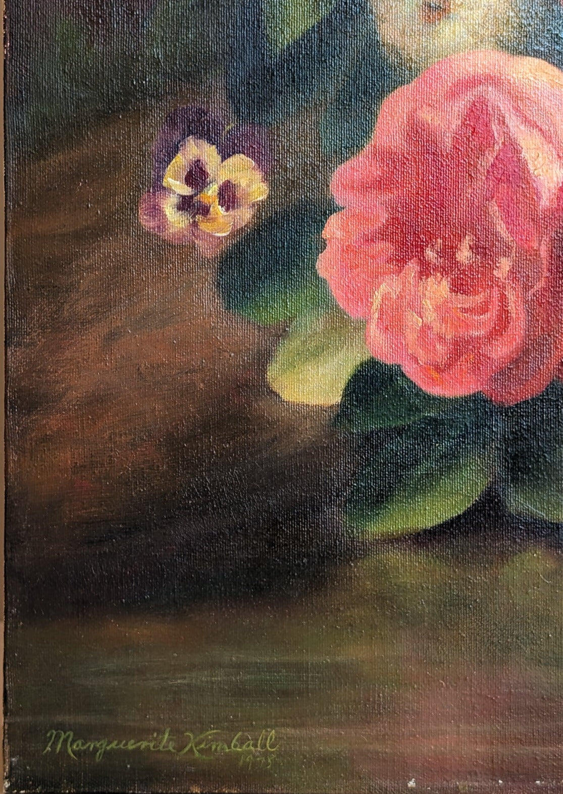 Signed 1975 Vintage Original Floral Still Life Oil Painting by Marguerite Kimball