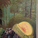 Signed 1969 Vintage Original Fruit and Floral Still Life Oil Painting by Marguerite Kimball