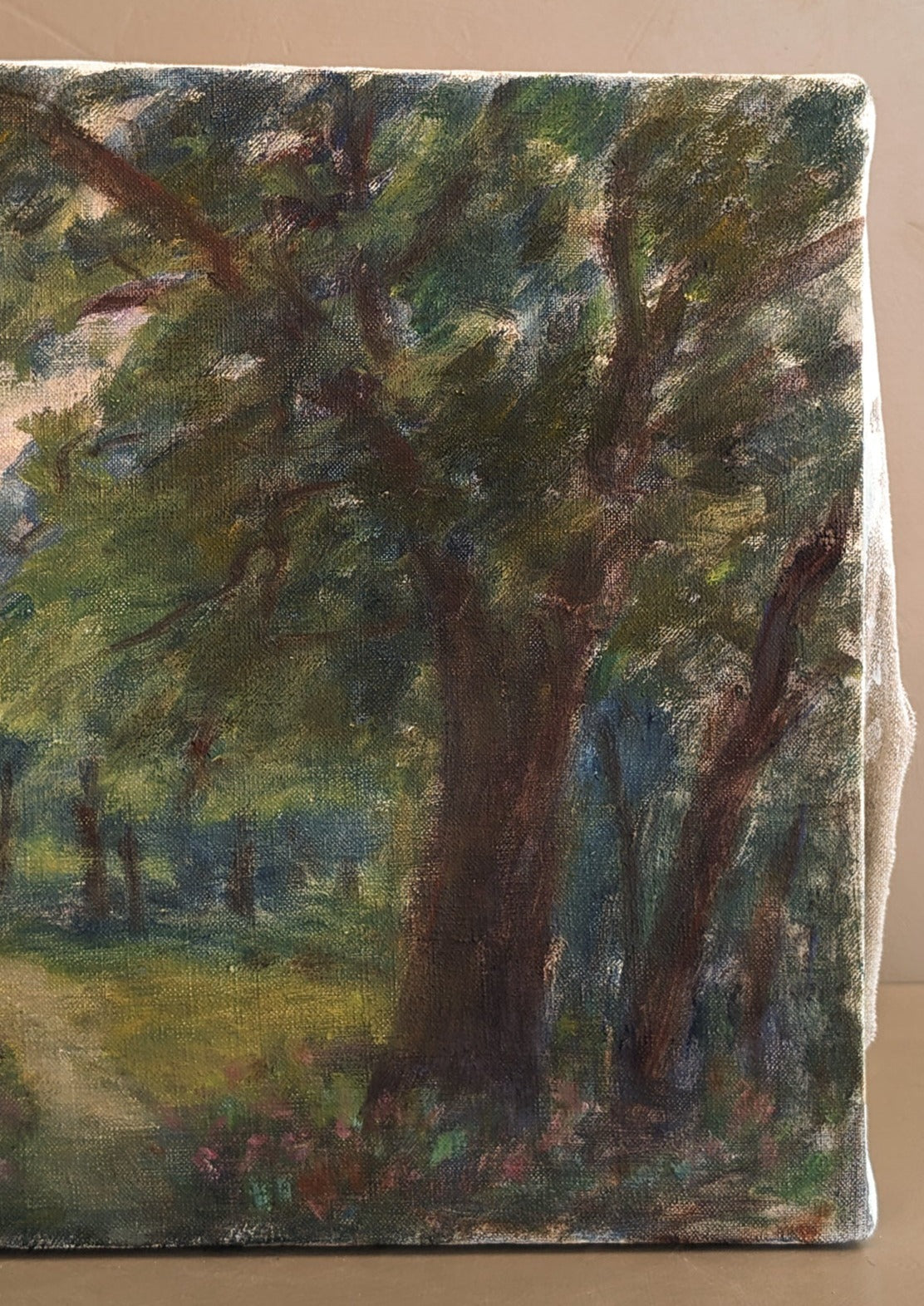 Original Impressionist-Style Landscape Painting "Road Through the Woods" by Roy Kneeburg