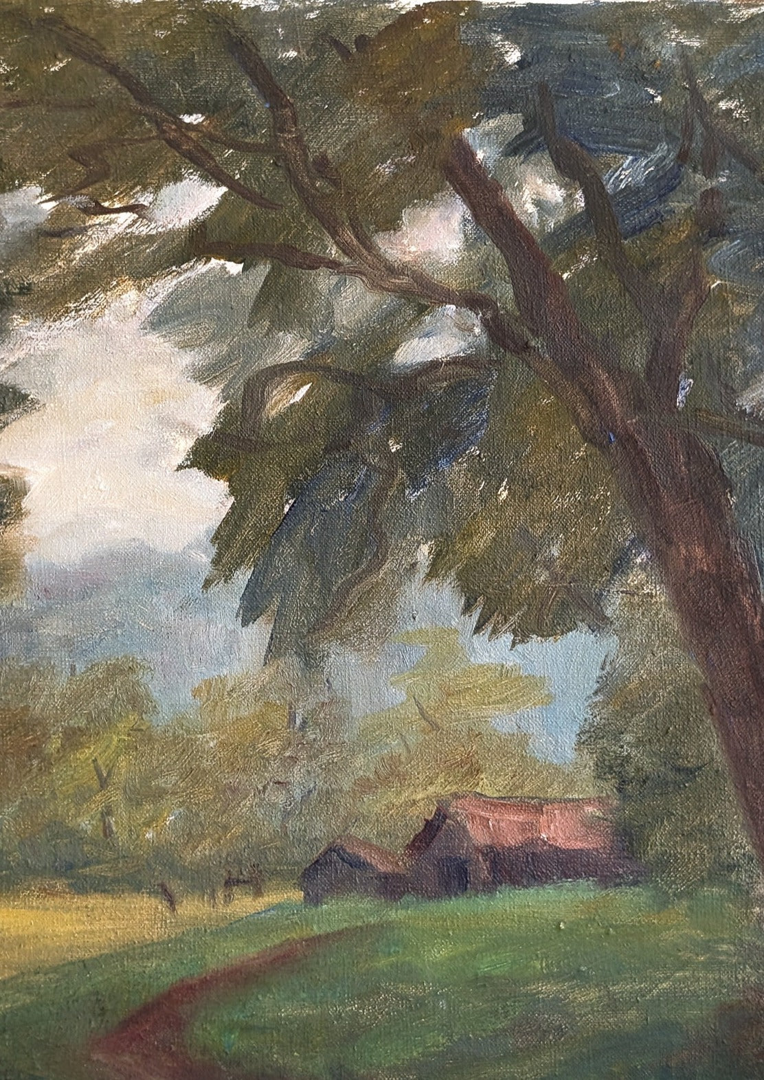 Original Impressionist-Style Landscape Painting "North Georgia Farm" by Roy Kneeburg