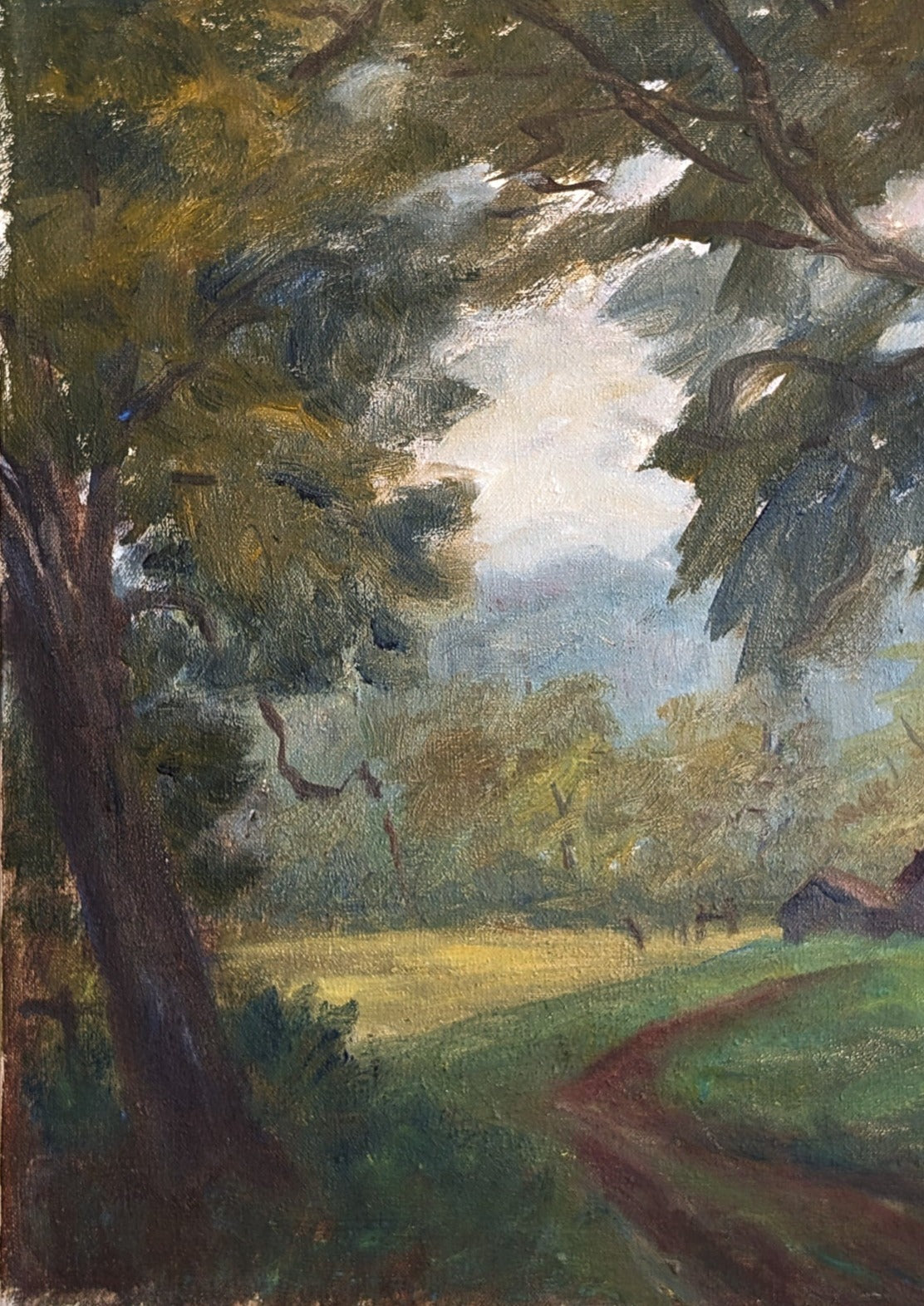 Original Impressionist-Style Landscape Painting "North Georgia Farm" by Roy Kneeburg