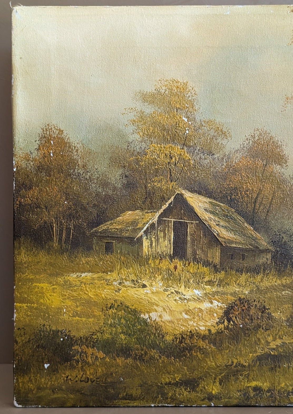 Signed Original Vintage Autumnal Landscape Painting by W. Lovell