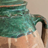 Vintage Turkish Vessel Lamp with Green Glaze