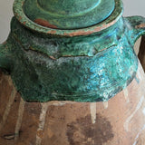 Vintage Turkish Vessel Lamp with Green Glaze