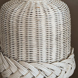 Pair of Vintage White Woven Wicker Lamps with Braided Detailing