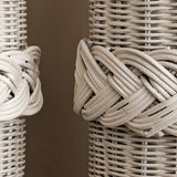 Pair of Vintage White Woven Wicker Lamps with Braided Detailing