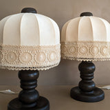 Pair of Vintage Swedish Markslöjd Dark Pine Table Lamps with Original Shades