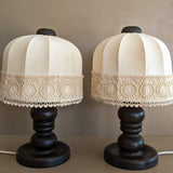 Pair of Vintage Swedish Markslöjd Dark Pine Table Lamps with Original Shades