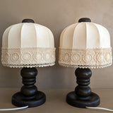 Pair of Vintage Swedish Markslöjd Dark Pine Table Lamps with Original Shades