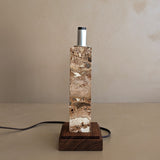 Petite Vintage Stone and Wood Lamp